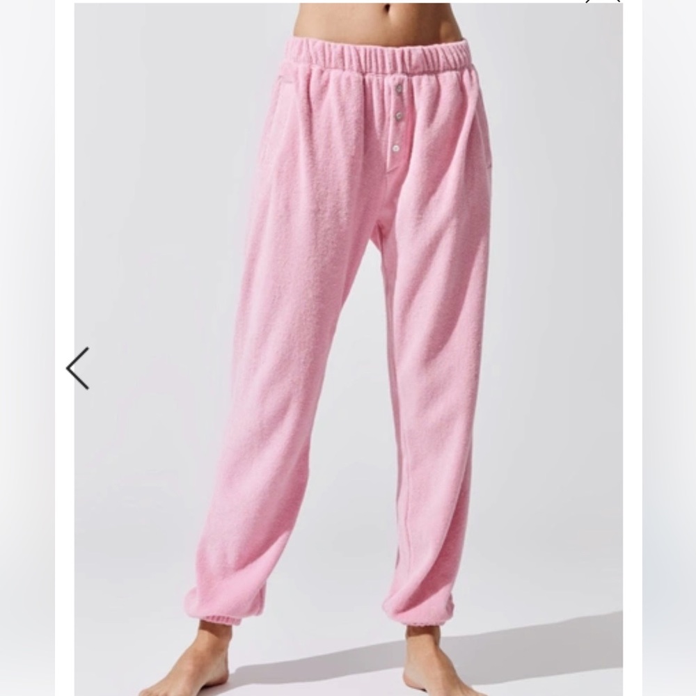 DONNI. Pink Sweater Henley Terrycloth Elastic Waist Sweatpants in Rose Sz M